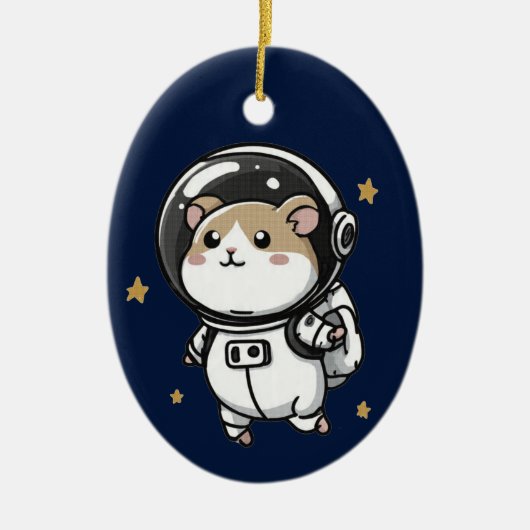 Astronaut Hamster Keramisch Ornament (Voorkant)