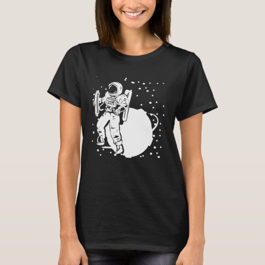 Astronaut Harmonicaspeler Met Planeet Harmonicist T-shirt (Voorkant)