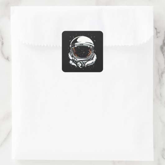 ASTRONAUT HELMET-RUIMTE VIERKANTE STICKER (Tas)