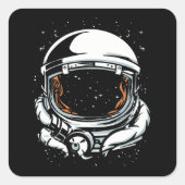 ASTRONAUT HELMET-RUIMTE VIERKANTE STICKER (Voorkant)