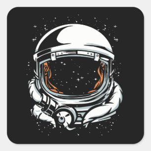 ASTRONAUT HELMET-RUIMTE VIERKANTE STICKER