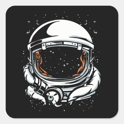 ASTRONAUT HELMET-RUIMTE VIERKANTE STICKER (Voorkant)