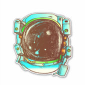 Astronaut Helmet Sketch Sticker (Voorkant)