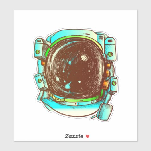 Astronaut Helmet Sketch Sticker (Vel)