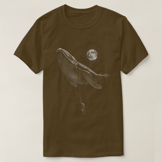 Astronaut Hitching a Ride Moon Stars Whale Buiten  T-shirt (Design voorkant)