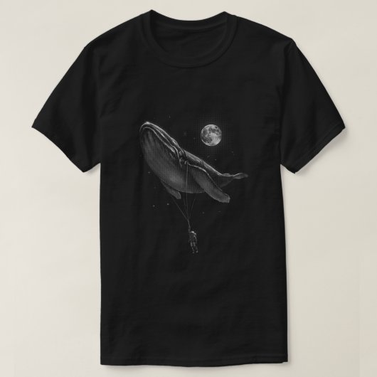 Astronaut Hitching a Ride Moon Stars Whale Buiten T-shirt (Design voorkant)