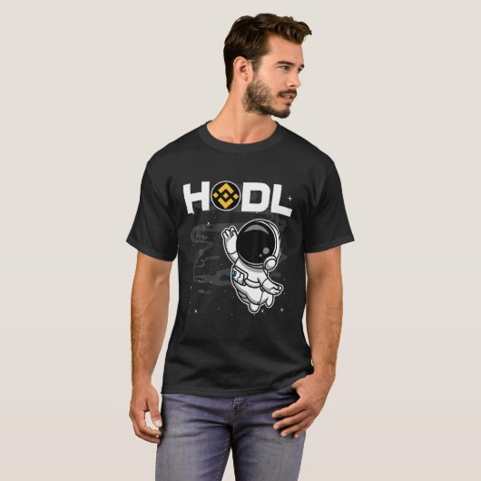 Astronaut HODL Binance BNB Coin to the Moon Crypto T-shirt (Voorkant volledig)