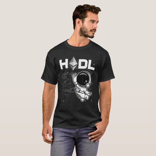 Astronaut HODL Ethereum ETH Coin to the Moon Crypt T-shirt (Voorkant volledig)