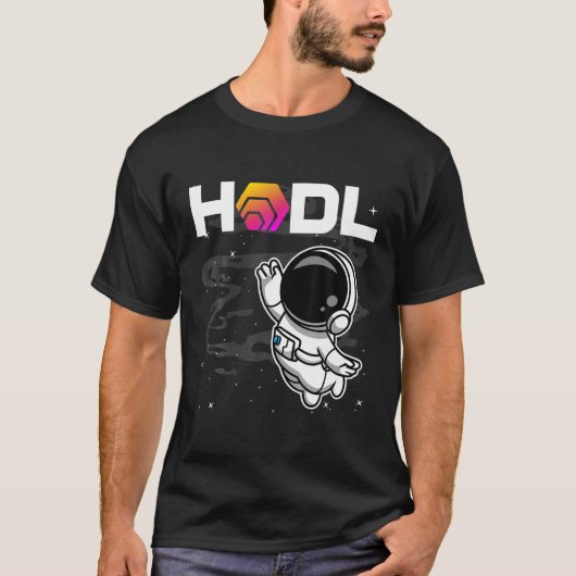 Astronaut HODL HEX Coin to the Moon Crypto Token B T-shirt (Voorkant)