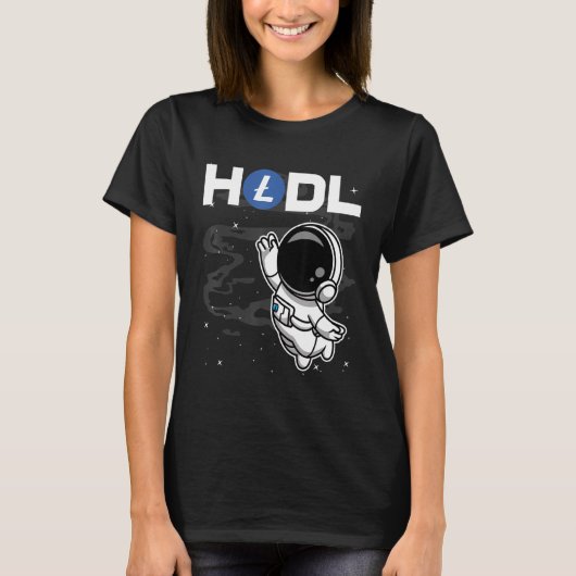 Astronaut Hodl Litecoin Ltc Coin to the Moon Crypt T-shirt (Voorkant)