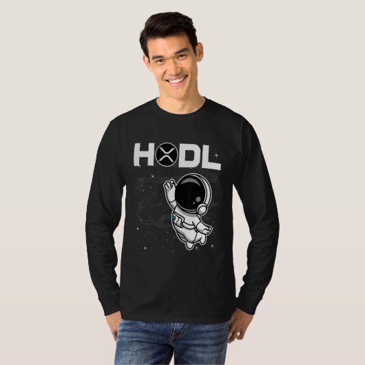 Astronaut Hodl ripple Xrp munt to the Moon Crypto T-shirt (Voorkant volledig)