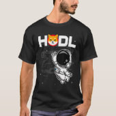 Astronaut Hodl Shiba in Shib Coin to Moon Cry T-shirt (Voorkant)