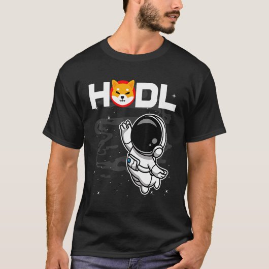 Astronaut Hodl Shiba in Shib Coin to Moon Cry T-shirt (Voorkant)