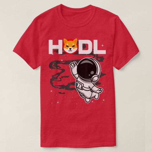 Astronaut HODL Shiba Inu SHIB Coin to Moon Cry T-shirt (Design voorkant)