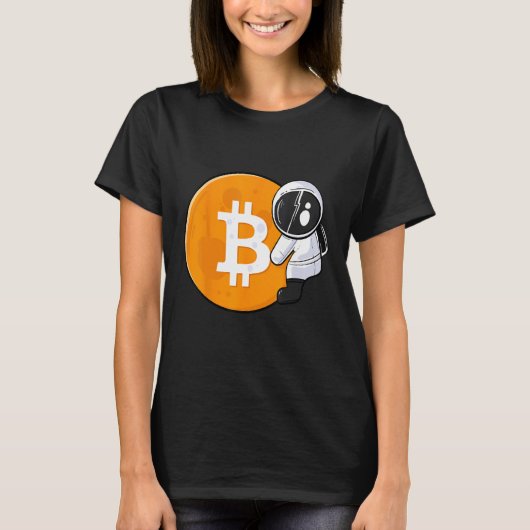 Astronaut Holding Bitcoin To The Moon HODL BTC Cry T-shirt (Voorkant)
