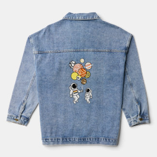 Astronaut Holding Gay Beer Balloons Denim Jacket
