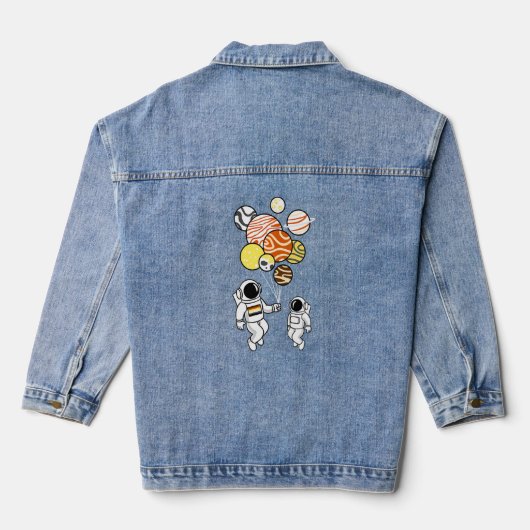 Astronaut Holding Gay Beer Balloons Denim Jacket (Achterkant)