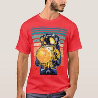 Astronaut holding Moon Retro Cosmic T-shirt