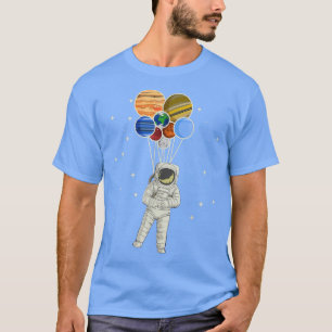 Astronaut Holding Planet-ballonnen van het zonnest T-shirt