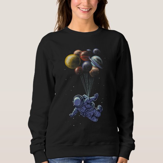 Astronaut Holding Planet Balloons Solar System Spa Trui (Voorkant)