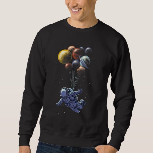 Astronaut Holding Planet Balloons Solar System Spa Trui (Voorkant)