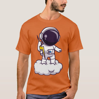Astronaut Holding Thunder on Cloud Cartoon T-shirt