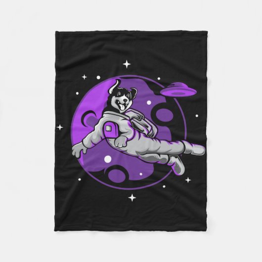 Astronaut Hond Vliegt In De Ruimte Fleece Deken (Voorkant)