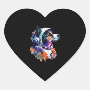 Astronaut Hondenruimte Schattige Hondenliefhebber Hart Sticker