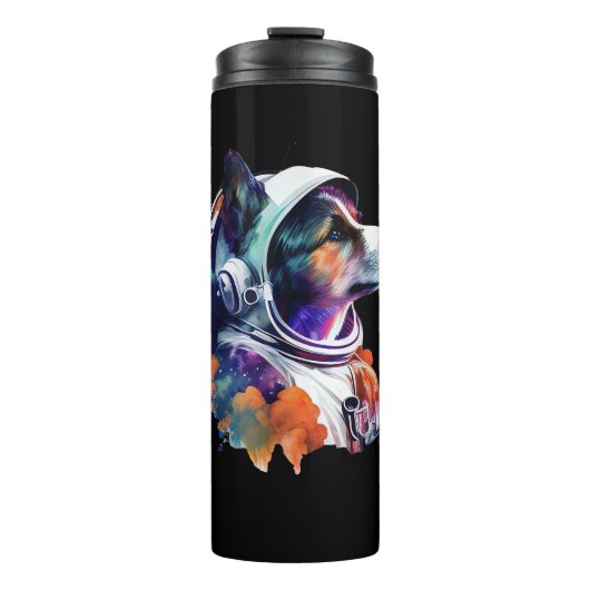 Astronaut Hondenruimte Schattige Hondenliefhebber Thermosbeker (Voorkant)