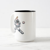 Astronaut Honkbal Tweekleurige Koffiemok (Voorkant links)