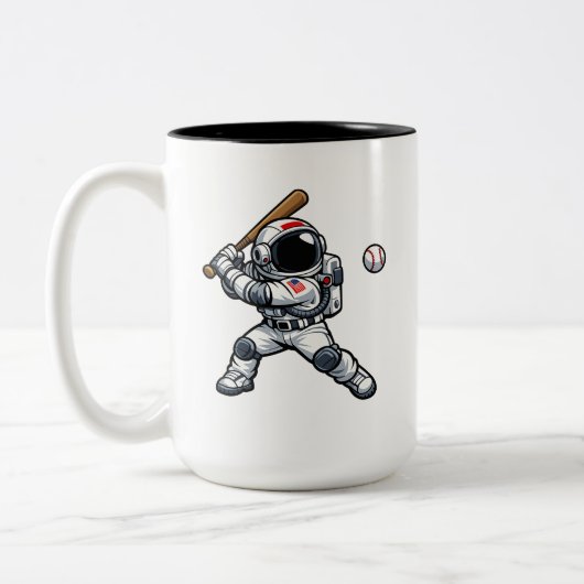 Astronaut Honkbal Tweekleurige Koffiemok (Links)