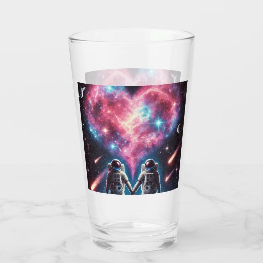 Astronaut houdt van Galaxy Glass Cup Glas (Achterkant)