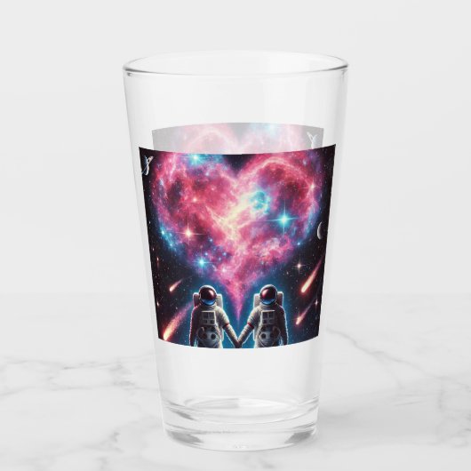 Astronaut houdt van Galaxy Glass Cup Glas (Voorkant)