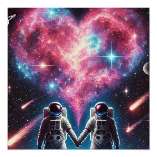 Astronaut houdt van glanzend Poster (Voorkant)