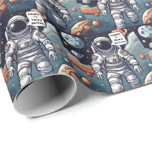 Astronaut Houston, We Hebben Verjaardag!   Cadeaupapier
