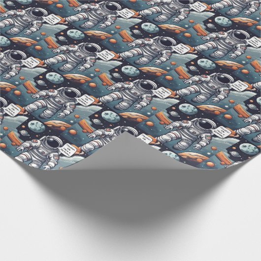 Astronaut Houston, we zijn jarig! Cadeaupapier (Hoek)