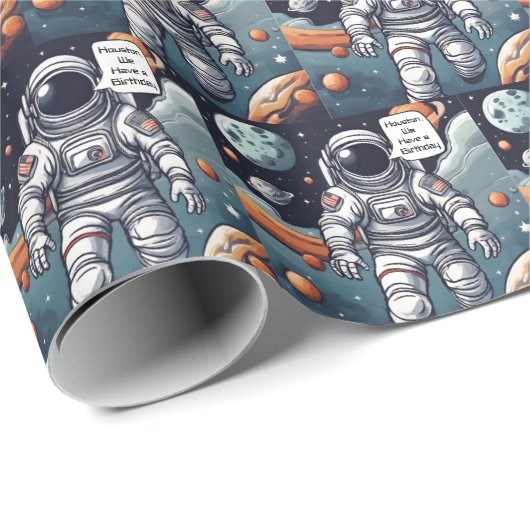Astronaut Houston, we zijn jarig! Cadeaupapier (Rol Hoek)