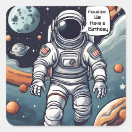 Astronaut Houston, we zijn jarig! Vierkante Sticker