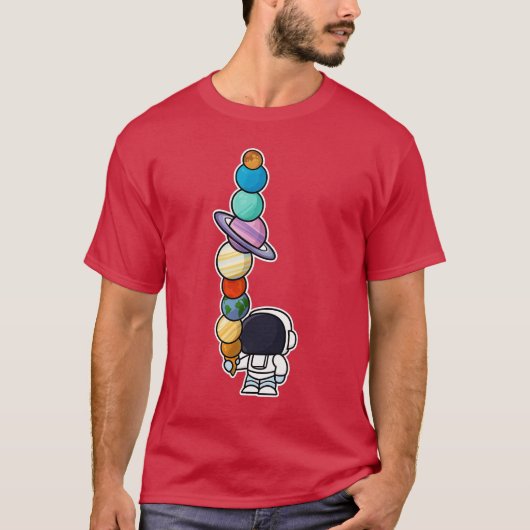 Astronaut Ice Cream Eating Planet familie T-shirt (Voorkant)
