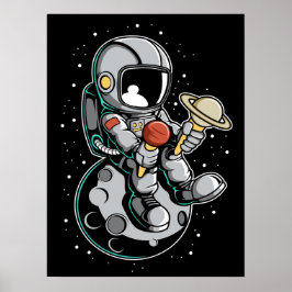 Astronaut Ice Cream Party Poster
