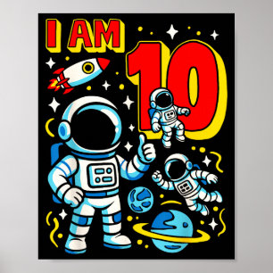 Astronaut Ik Ben 10 Jaar Verjaardag Jongen 10e Out Poster