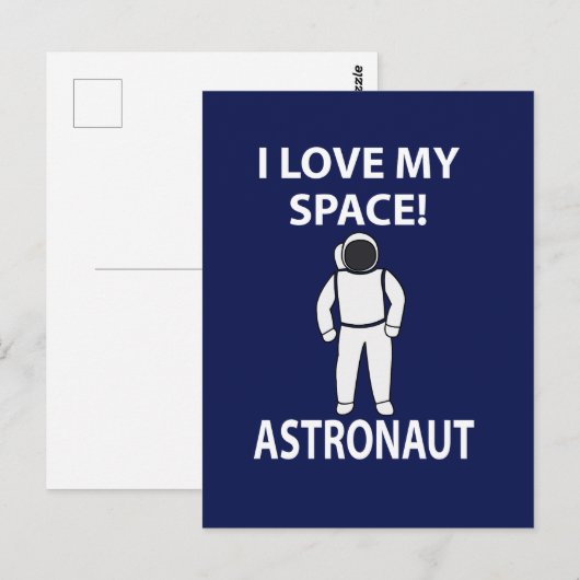 Astronaut Ik hou van mijn ruimte Briefkaart (Voorkant / Achterkant)
