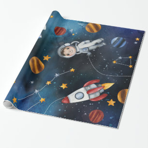 Astronaut Illustratie buitenruimtepatroon Cadeaupapier
