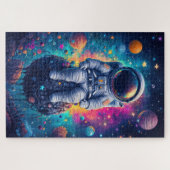 Astronaut in Colorful Space Scene Legpuzzel (Horizontaal)