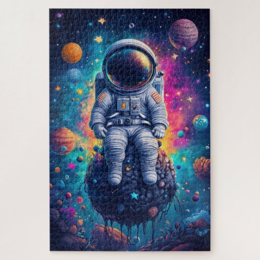 Astronaut in Colorful Space Scene Legpuzzel (Verticaal)