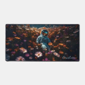 Astronaut in Daisy Wildflower Gepersonaliseerde na Bureaumat (Voorkant)