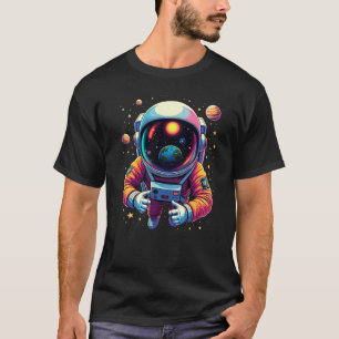 Astronaut in de buitenruimte Aarde in vizier Grafi T-shirt