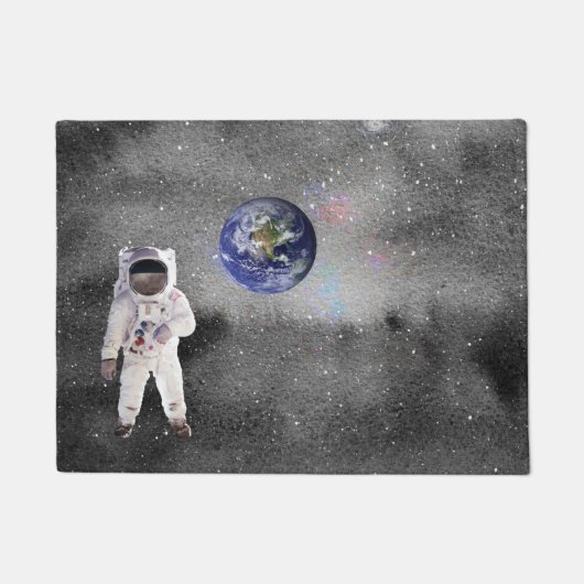 Astronaut in de buitenruimterijaarde deurmat (Voorkant)