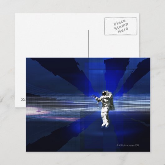 Astronaut in de ruimte briefkaart (Voorkant / Achterkant)