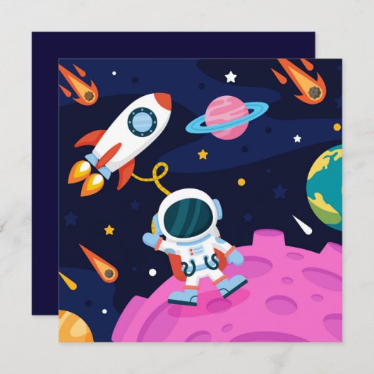 Astronaut in de ruimte feestdagenkaart (Voorkant / Achterkant)